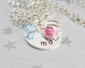 Mom Necklace Handstamped Sterling Silver Personalized Pendant Mother's Day