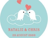 150 Custom Wedding Stickers or Tags - Birdie In Love BD005CI
