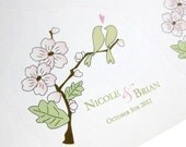 Wedding Stickers 2 inch round - 100 lovebirds cherry blossom LB007CI