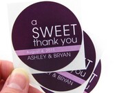 150 Wedding Labels - 2 inch round - A Sweet Thank You TX019CI
