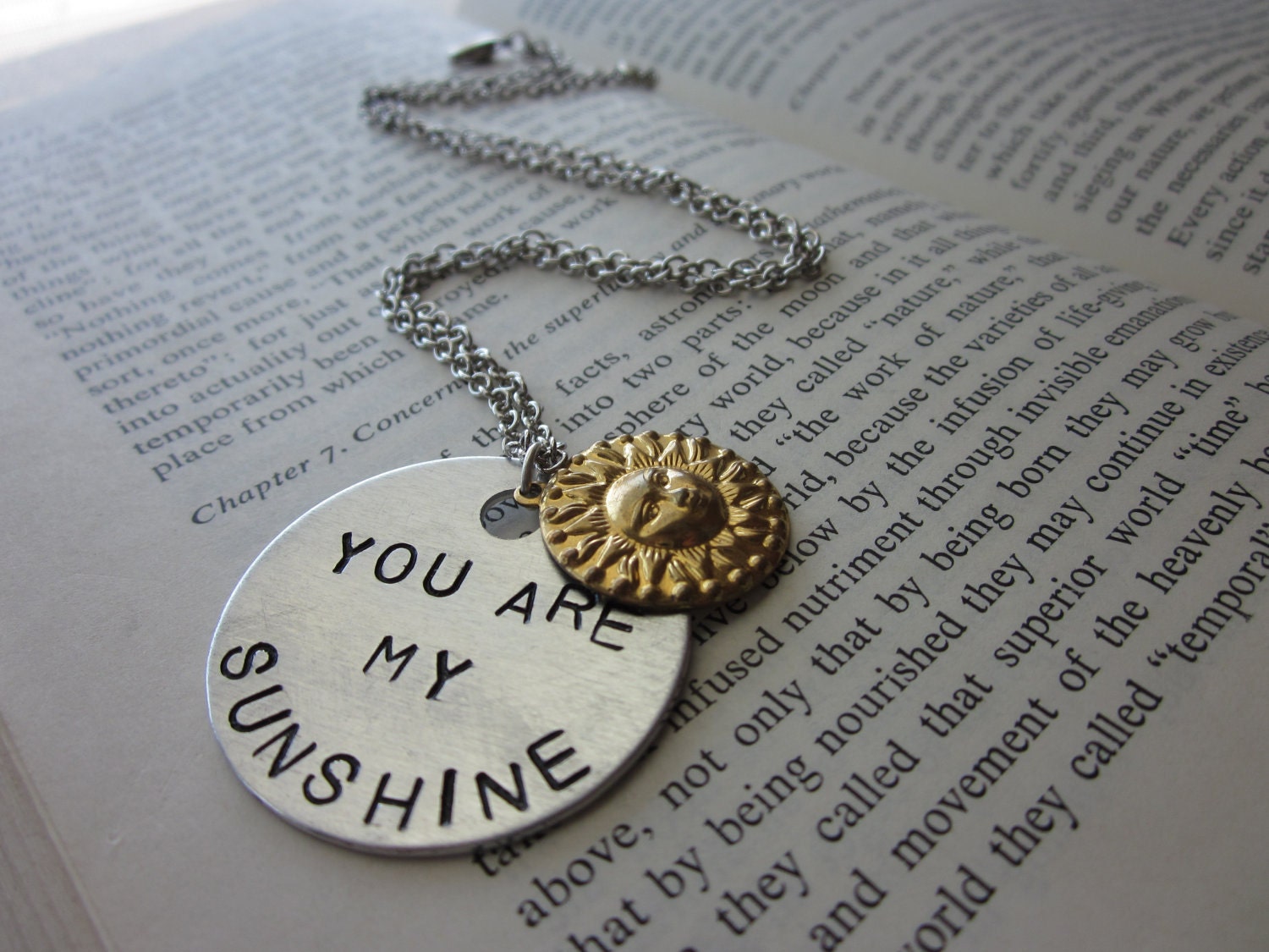 You Are My Sunshine - Metal Hand Stamped Pendant Necklace