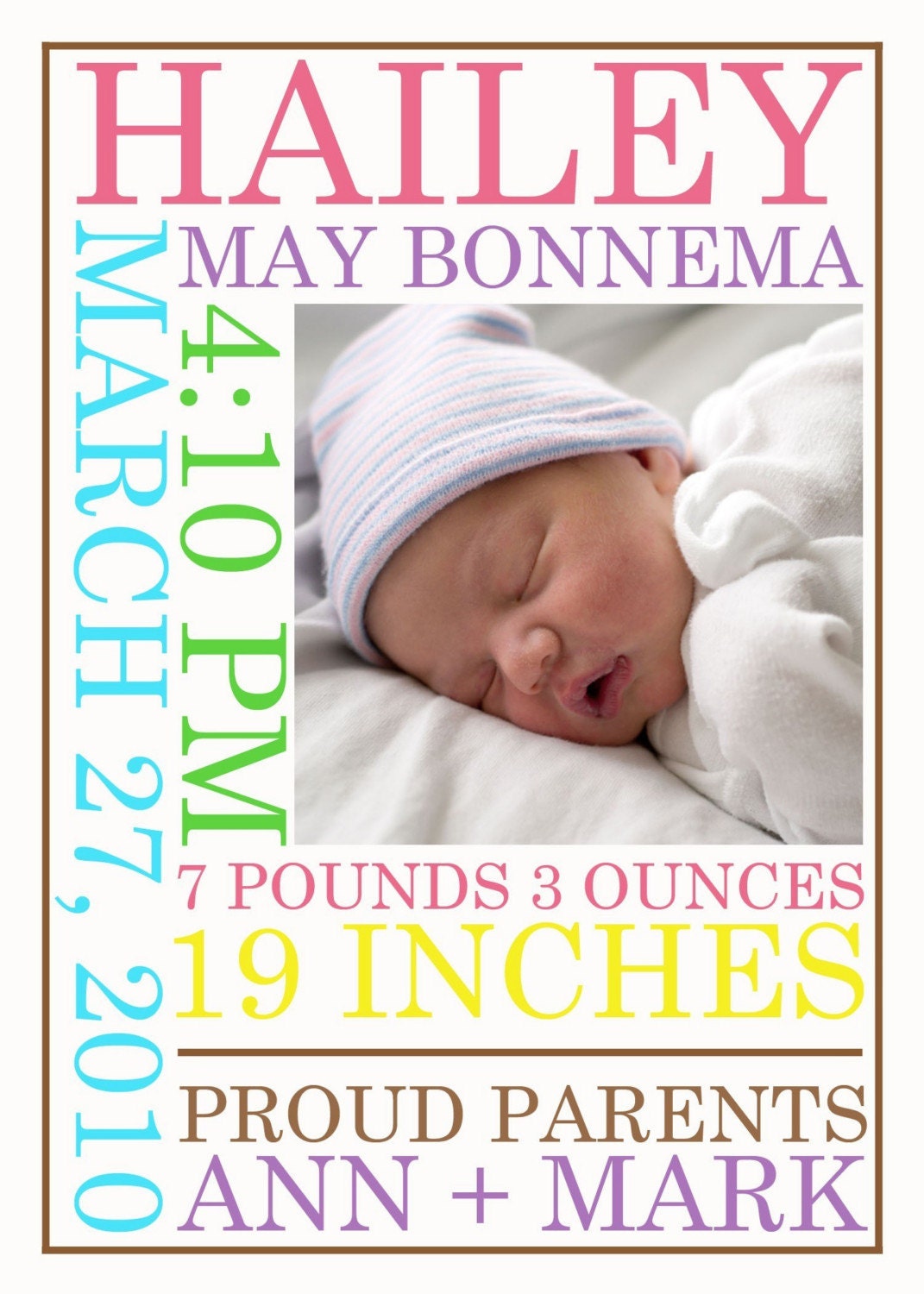 Modern Birth Announcement for Boy or Girl