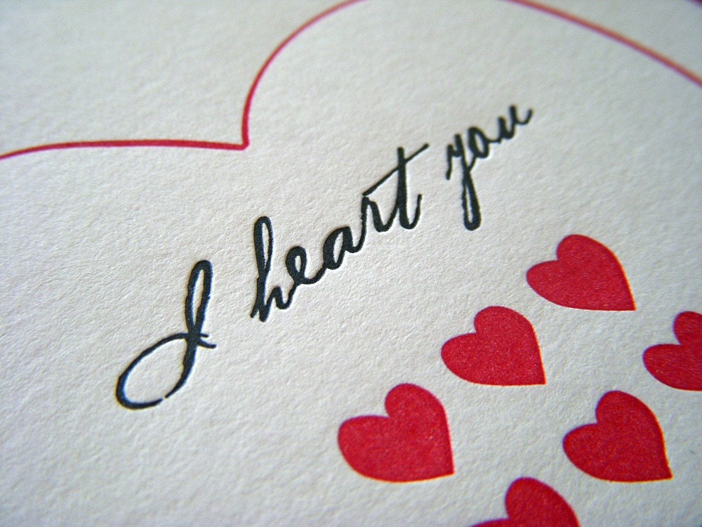 I Heart You - Letterpress Love Card Valentine
