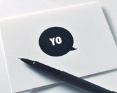 Letterpress Thank You Note Card Stationery - Just say Yo - Set of 6