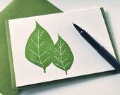 Letterpress Note Cards - Two Spring Green Trees