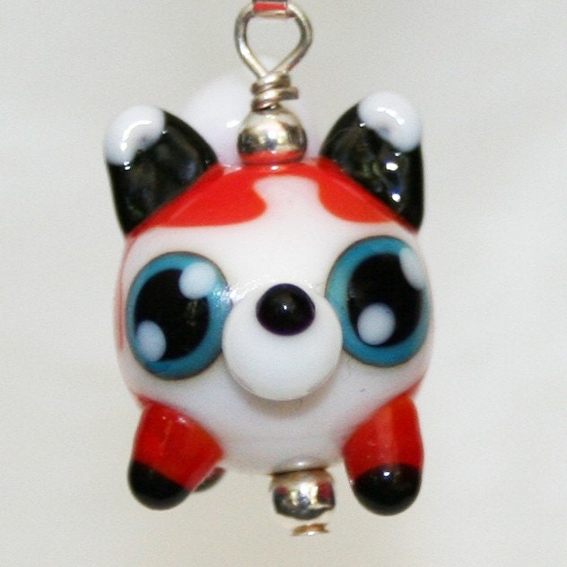 Adorable Fox Lampwork Glass Necklace and Cell Charm
