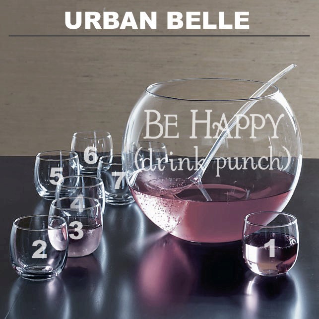 Be Happy Drink Punch - 10 Piece Punch Bowl Set