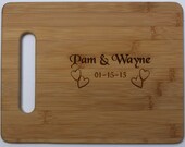 Wedding - Bridal Shower - Bridal Gift - Bamboo Cutting Board with Names Laser Engraved - Personalized 11 x 8.5