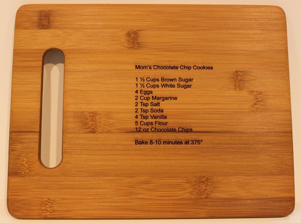 Mother's or Father's Day Gift Typed Recipe - Bamboo Cutting Board with Laser Engraved Recipe - Personalized 11 x 8.5
