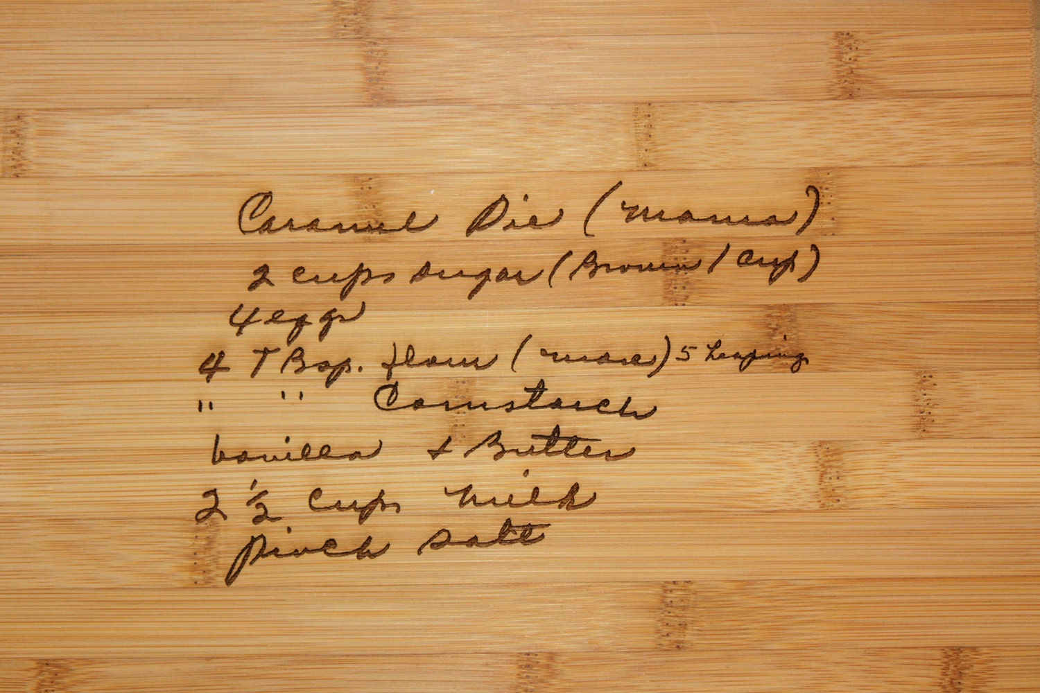 Recipe scanned from Mom's or Grandma's handwriting - Bamboo Cutting Board with Laser Engraved Recipe - Personalized 13 x 9.5