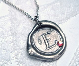 Ali Fedotowsky Wax Seal Pendant As seen on the BACHELORETTE -MINI with CRYSTAL color of your choice wax seal stamp Letter of your choice