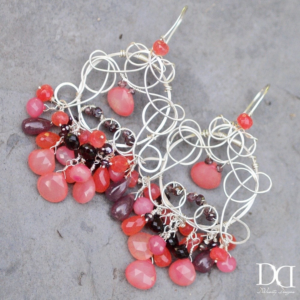 Interstellar Peach Chalcedony Earrings