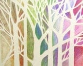 Linden Tree ACEO - pastel colors - 2.5 x 3.5 inches - signed and numbered