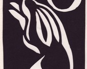 ACEO print - Moon Rabbit - black and white - lunar year celebration
