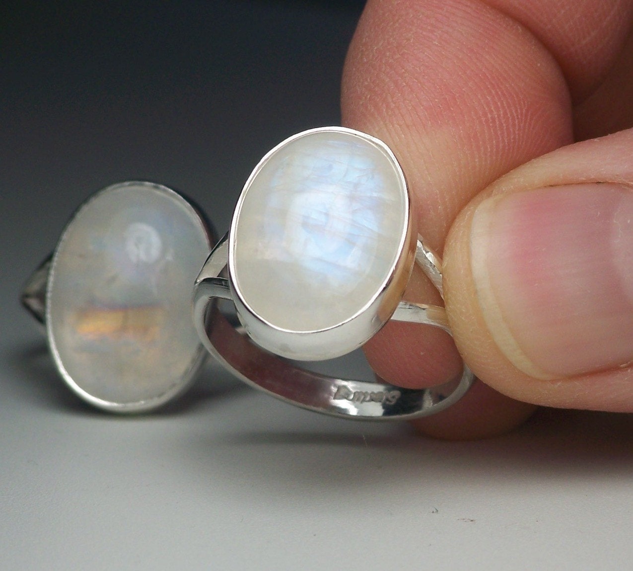 Bellas Moonstone Silver Ring Upon Request    Free US Shipping