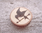 Hunger Games Mockingjay Wood burned pin
