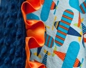 Baby Blanket - Minky Baby Blanket - Ready Set Go Planes - Satin Trim - Straight or Ruffled - Personalization Available - Several Sizes