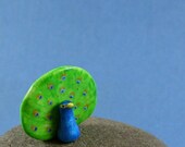 Little Peacock - Hand Sculpted Miniature Polymer Clay Animal