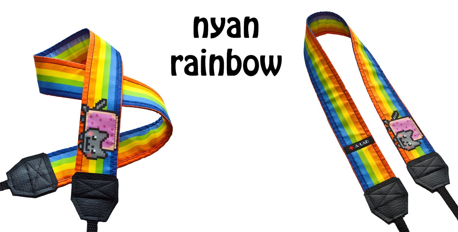 CUSTOM CAMERA STRAP - "nyan rainbow" - nyan cat limited edition - last one