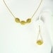Raana, handmade, gold plated brass beads on 18kt gold filled rolo chain, necklace and dangle earrinngs