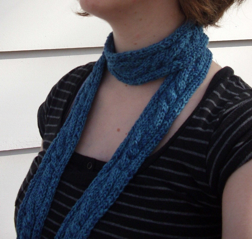 Suicide Scarf in blue tweedy cotton