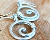 Small. Silver. Aluminum. Circle. Spiral. Earrings.