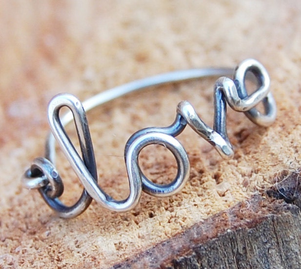 Oxidized. Sterling. Silver. Love. Ring.