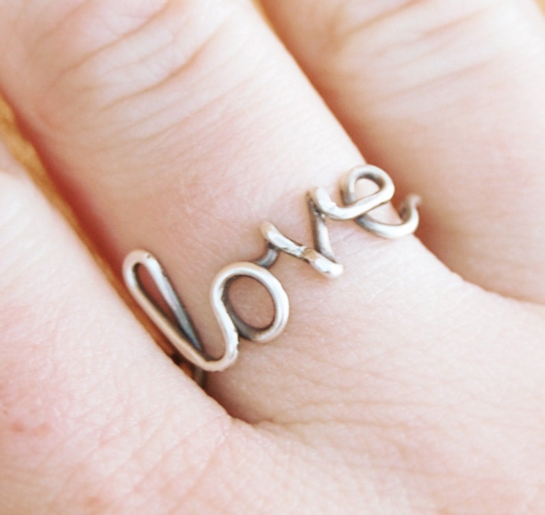 Oxidized. Sterling. Silver. Love. Ring.