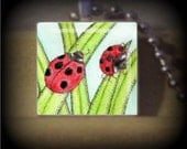 Lulu and Lindsay Ladybug (BC 13) Vintage Scrabble Tile Pendant ..Buy 3 Get 1 Free