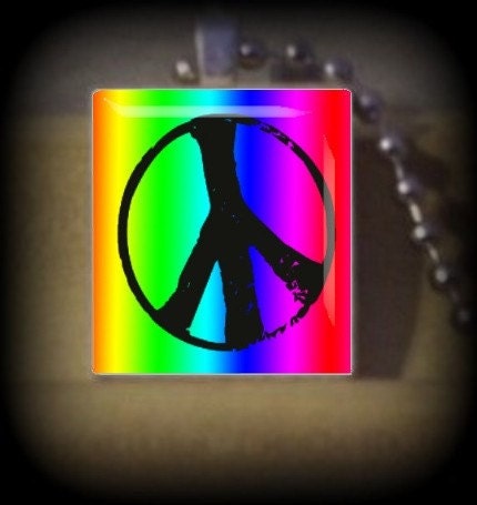 Peace and Love num 11(PB 11) Vintage Scrabble Tile Pendant ..Buy 3 Get 1 Free