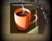 Cup of Coffee num 2  (F 11) Vintage Scrabble Tile Pendant ..Buy 3 Get 1 Free