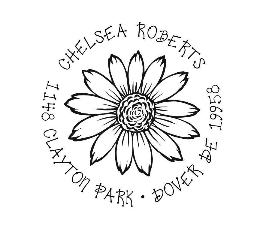 Sunflower Custom Return Address Rubber Stamp