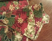 Cotton Napkin Tree Shape handmade reusable cloth napkin holly pine woodland set of 4 rustic red pine green cream Christmas Napkin