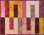 Art Quilt Wall Hanging - Geometric Batik Warm Color Study