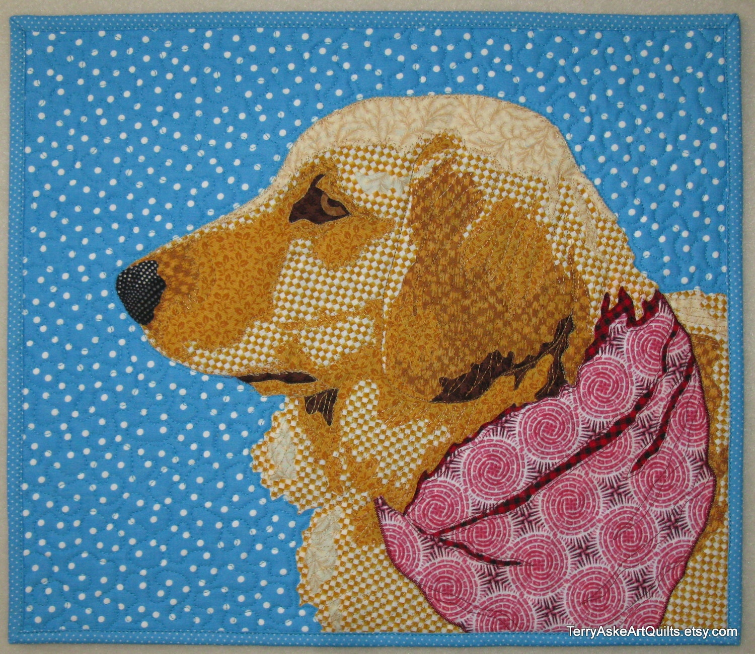 Quilted Dog Portrait - "Golden Boy"