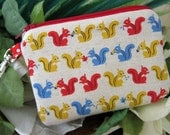 Zipper Pouch Coin purse with Sweet Squirrels