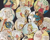 vintage craft supplies- 50 childrens comic book paper circle punches