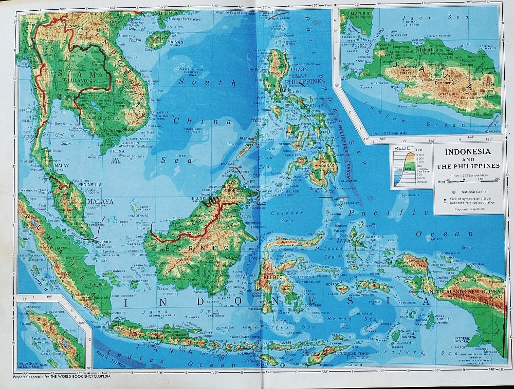 vintage map- Indonesia and The Philippines