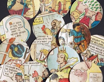 vintage craft supplies- 50 childrens comic book paper circle punches