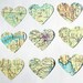vintage craft supplies- 100 atlas United States map paper hearts