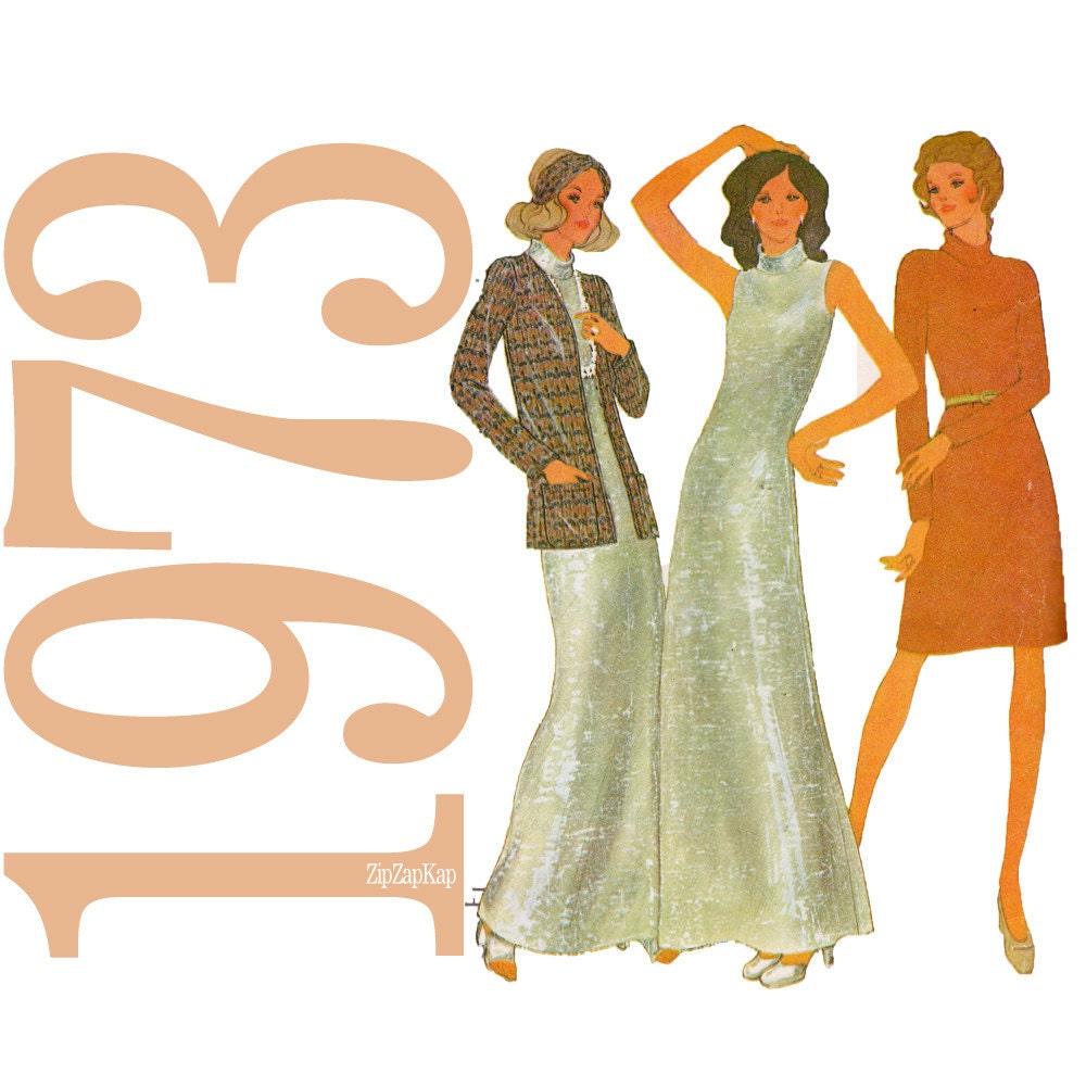 70s Maxi Dress Turban Vintage Pattern B 38 McCalls 3826 UNCUT FF