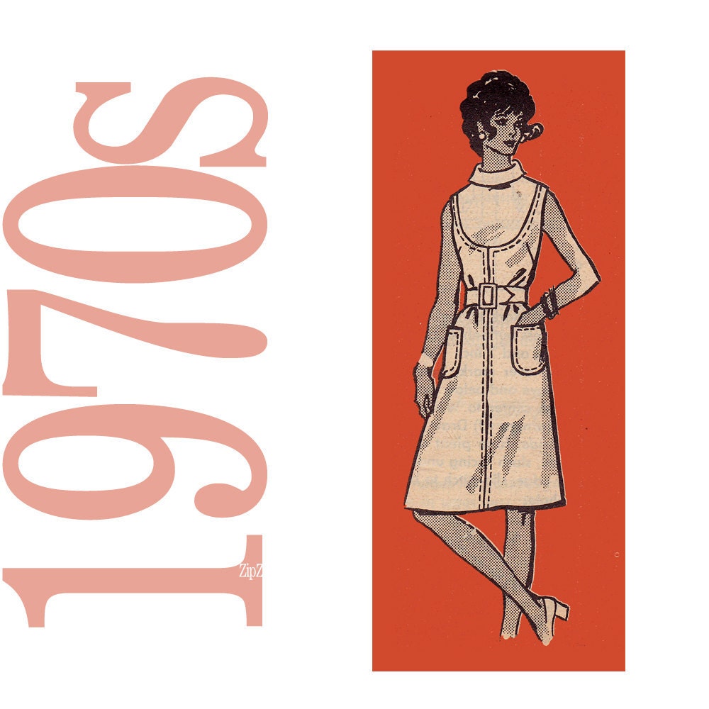 70s Yoked Dress Vintage Pattern - B34 - Mail Order 4587 - Uncut, Factory Folds