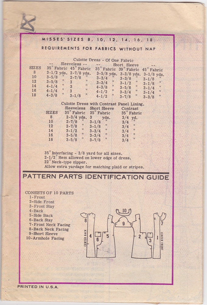 70s Culotte Dress Vintage Pattern - B38 - Mail Order 4781 - Uncut