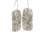 Eco Friendly Silver earings  Intertwined rectangle Earrings