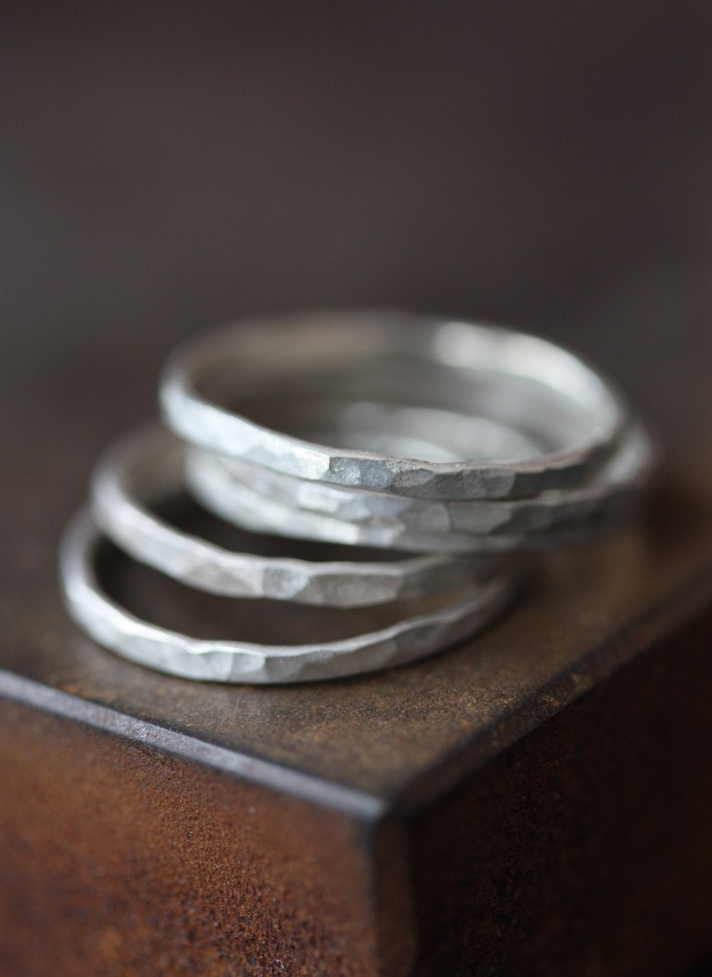 Hammered Sterling Silver Stacking Rings