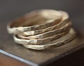 Hammered 14kt Yellow Gold Stacking Ring- wedding band- bridal jewelry- hammered- simple- recycled- modern
