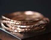 Hammered 14kt Rose Gold Stacking Bangle- bracelet- pink gold- hammered- organic jewelry- mixed metal