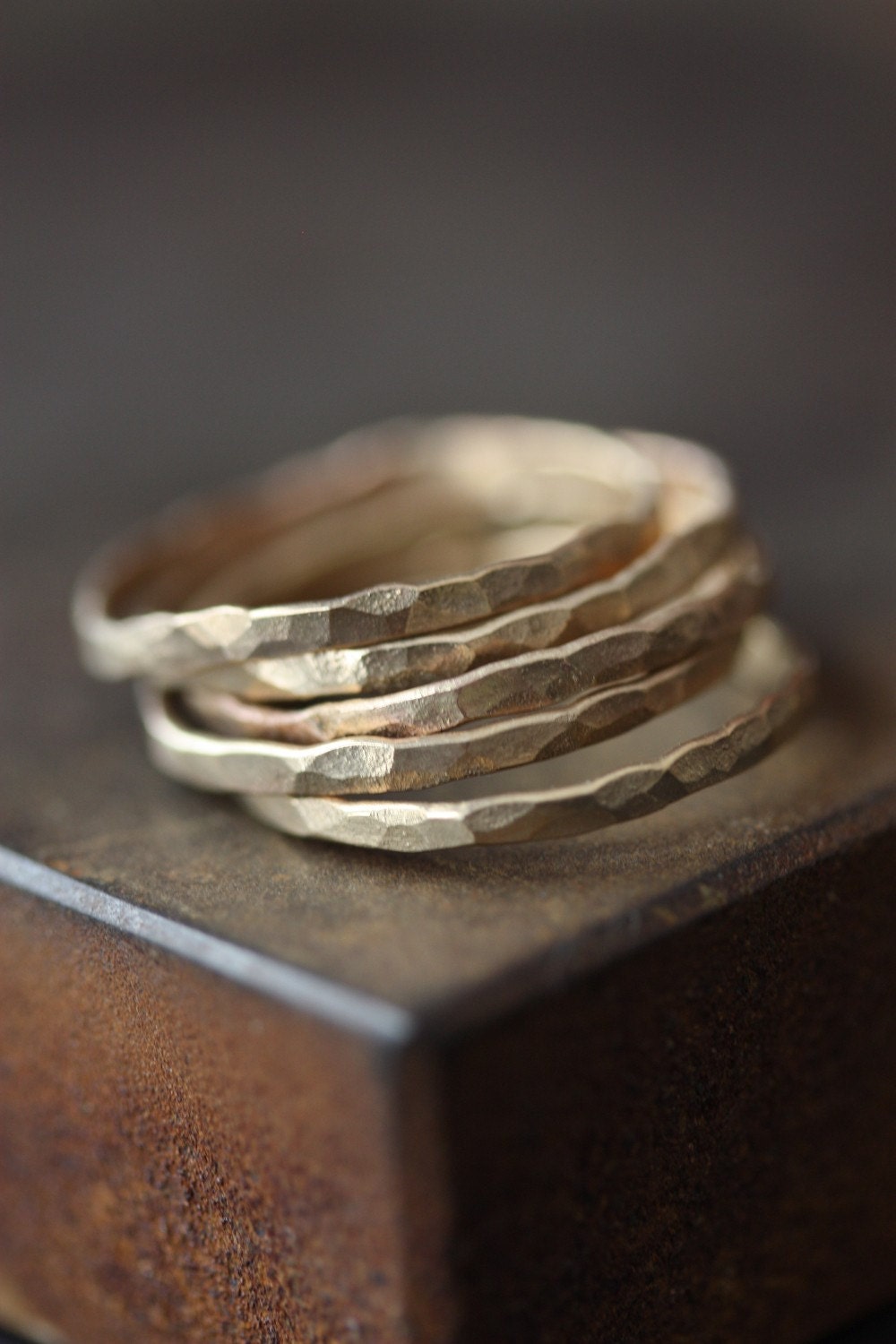 Hammered Gold Stacking Rings - as seen in ELLE and LUCKY Magazine