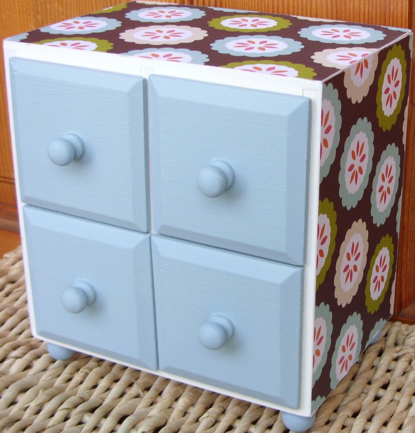 Decorated Wooden Storage Drawer Set Chic Modern Cottage - Treasury Item SALE Priced