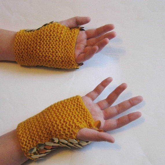 Dragonhide Armor Gauntlets Phoenix knitted scale maille by Crystalsidyll